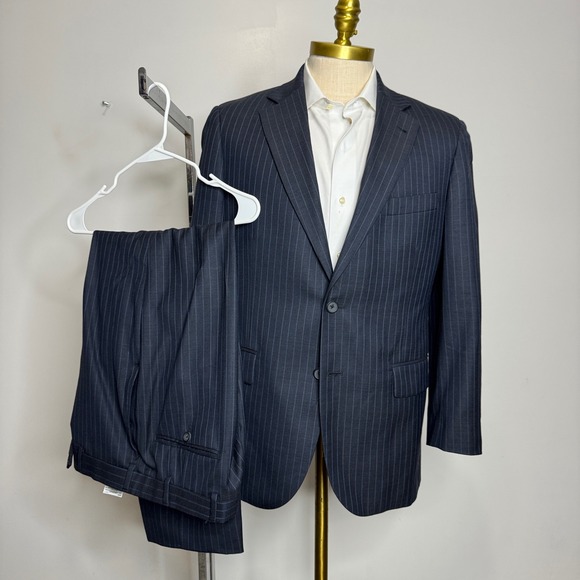 Brooks Brothers 346 Madison Fit Navy Pinstripe Two-Piece Suit Men's 40S 33W - Picture 1 of 12
